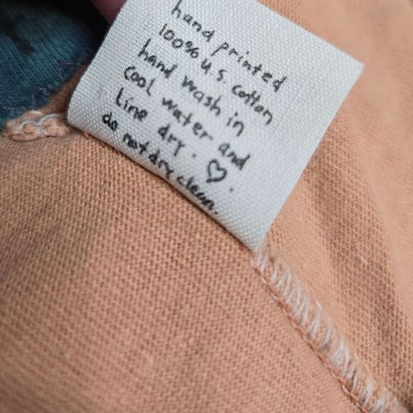 BLUE FISH seashell hand printed drawstring wide leg cropped pajama pants XL - Picture 5 of 12